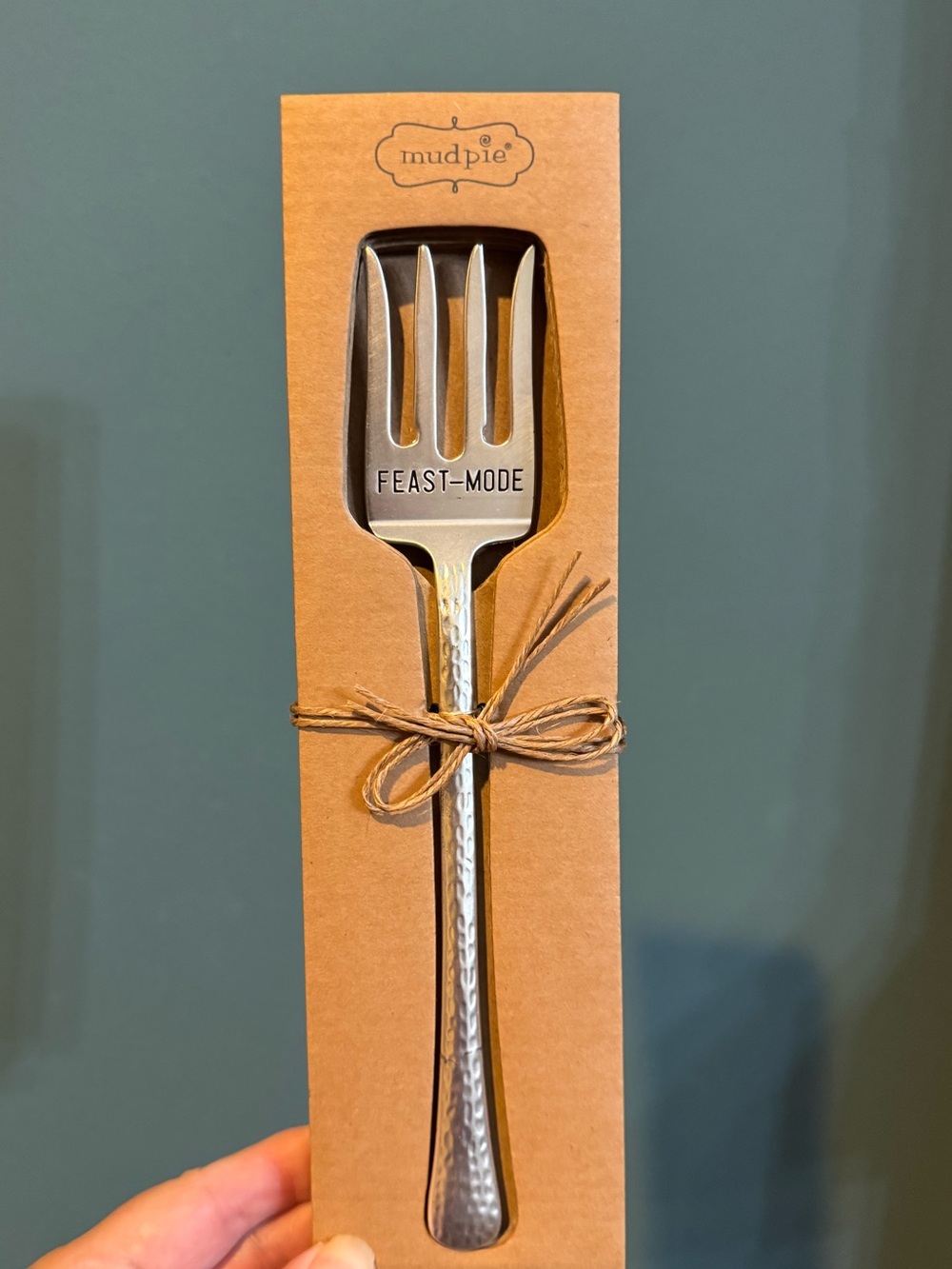 NIB Mud Pie "Feast-Mode" hammered stainless steel serving fork Thanksgiving